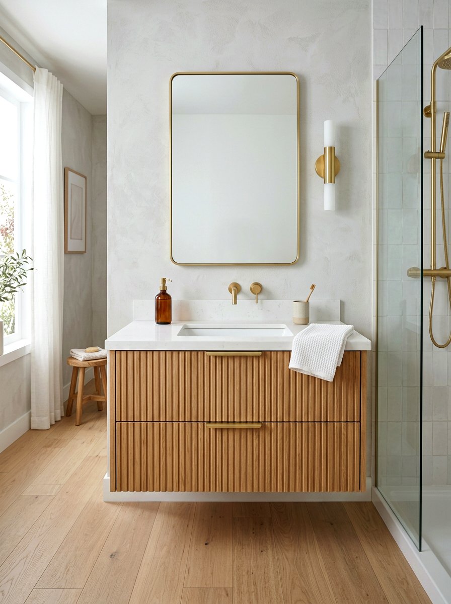 Fluted oak vanity - 30 powder room vanity ideas