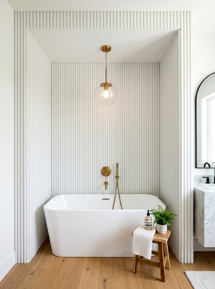 Fluted panel tub alcove - 30 tub nook bathroom ideas