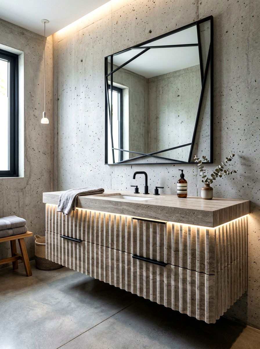Fluted travertine vanity - 30 travertine vanity bathroom ideas