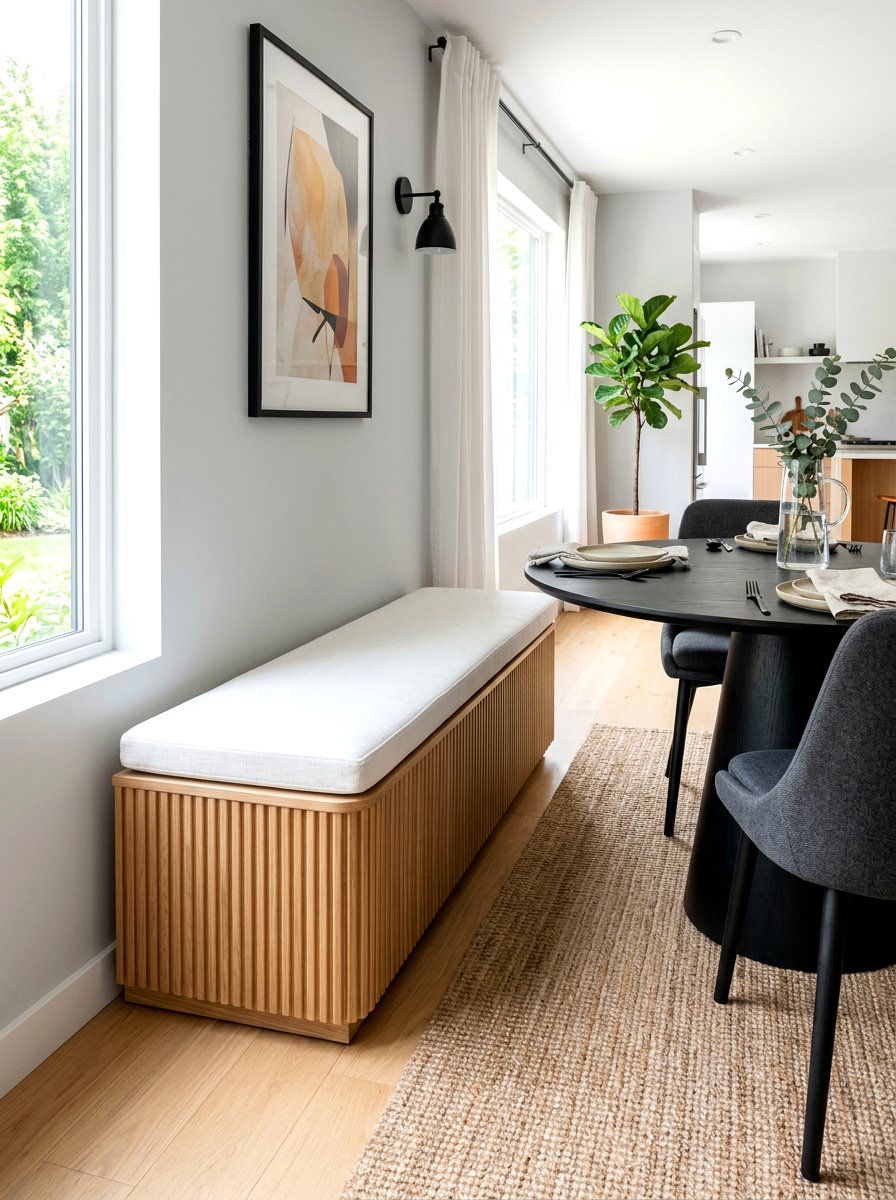 Fluted wood dining bench - 30 built in dining bench ideas