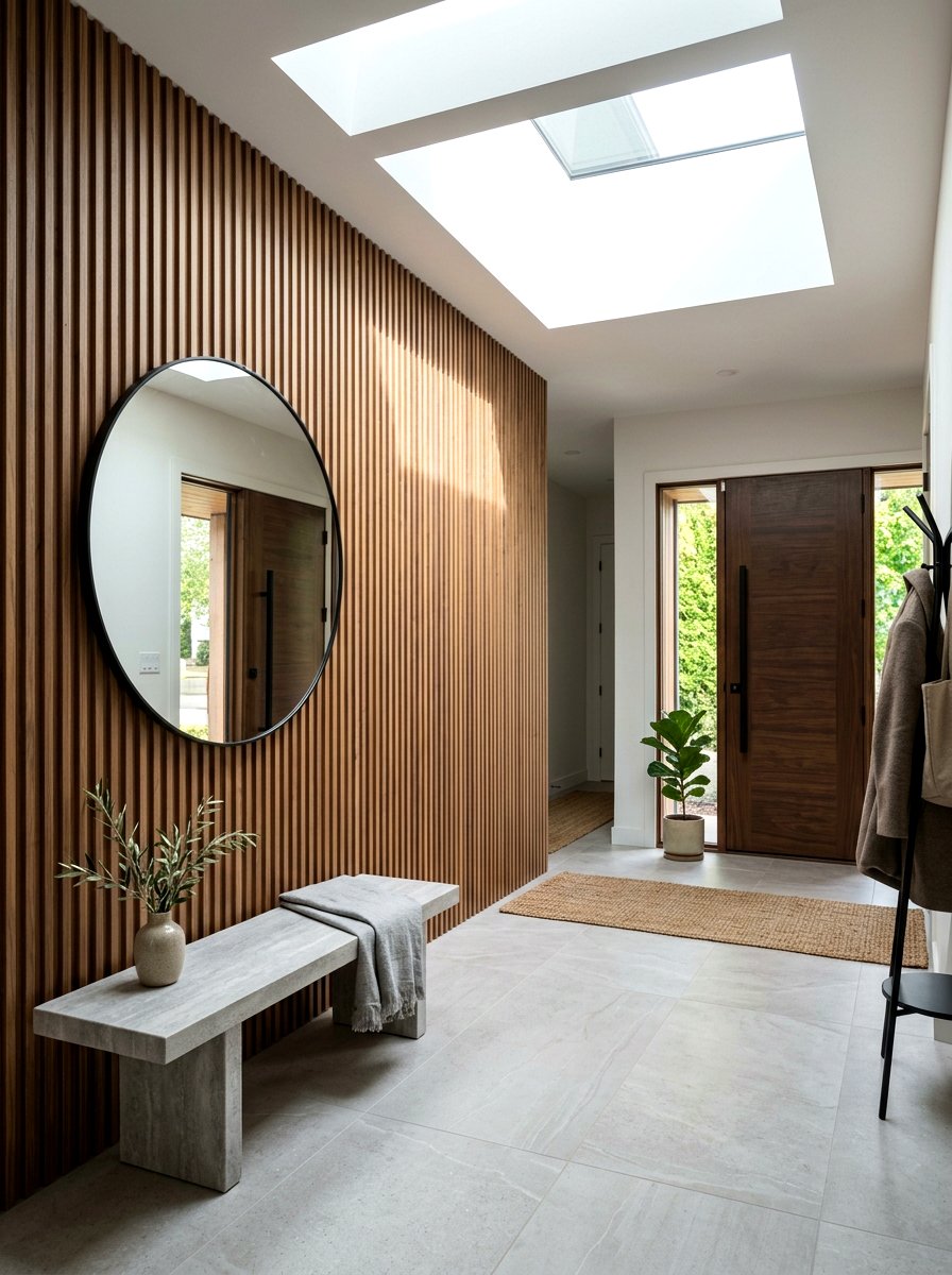Fluted wood wall panels - 30 foyer wall molding ideas
