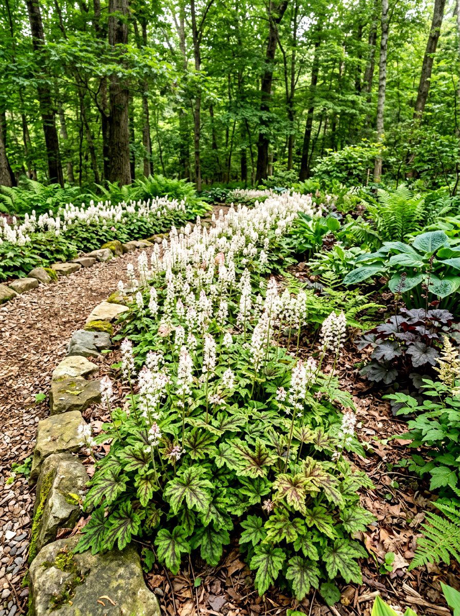 Foamflower shade garden - 30 shade garden ideas