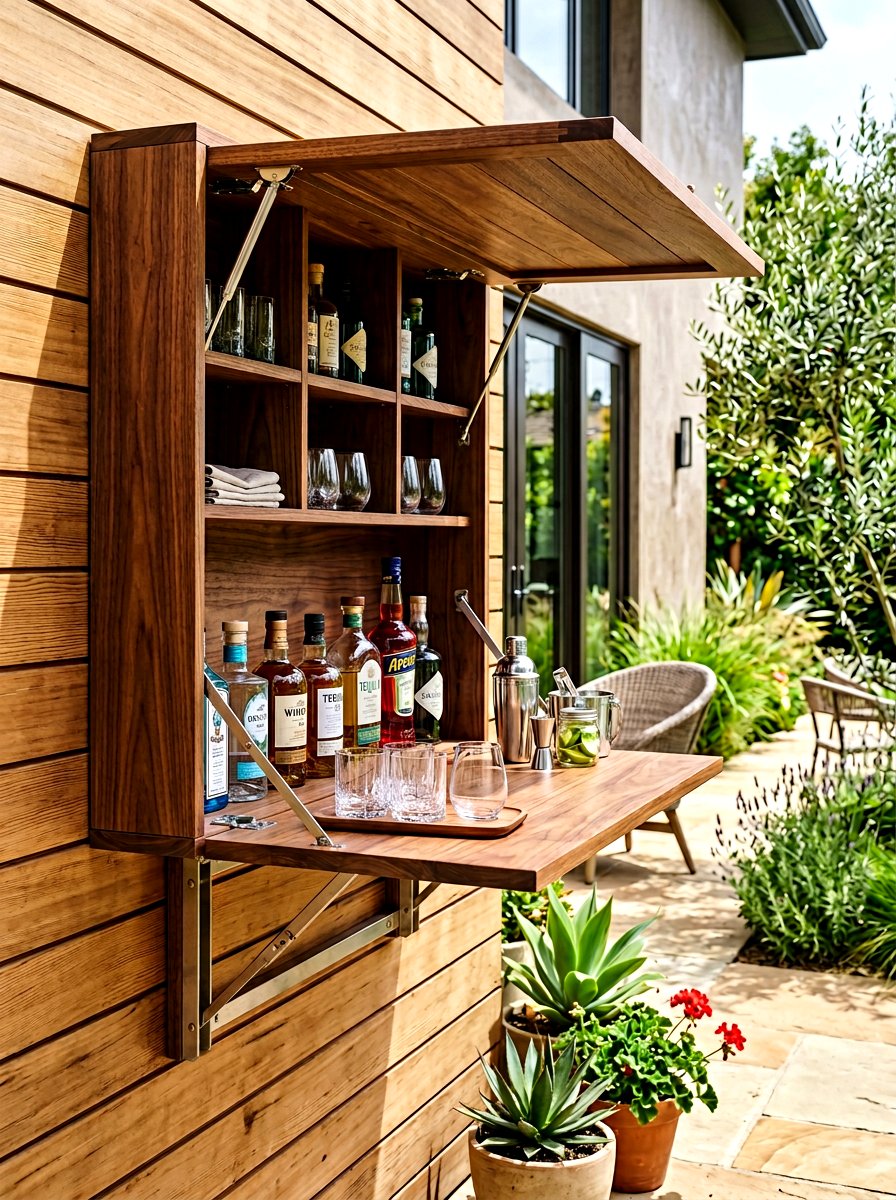 Fold Down Bar - 30 small backyard ideas