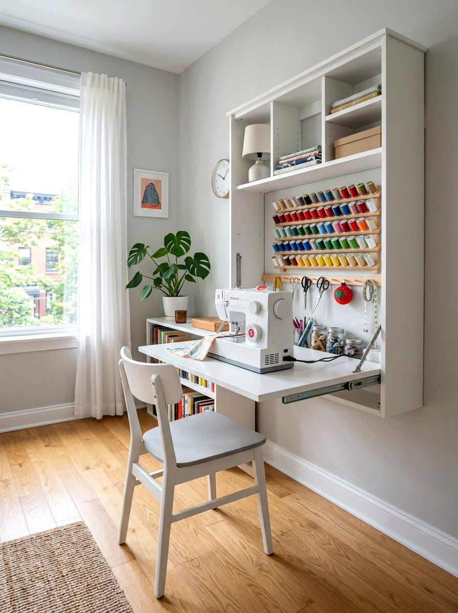 Fold Down Desk - 30 sewing storage ideas