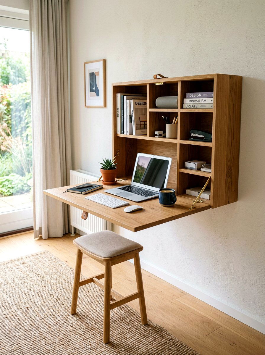 Fold Down Desk - 30 small utility nook ideas