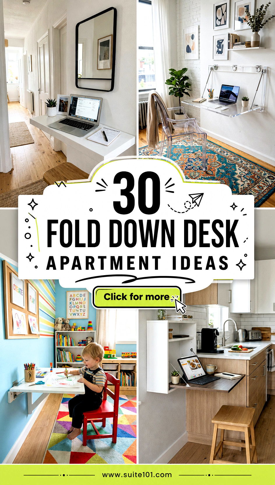 Fold Down Desk Apartment Ideas 30 Space-Saving Setups - Fold Down Desk Apartment Ideas: 30 Space-Saving Setups