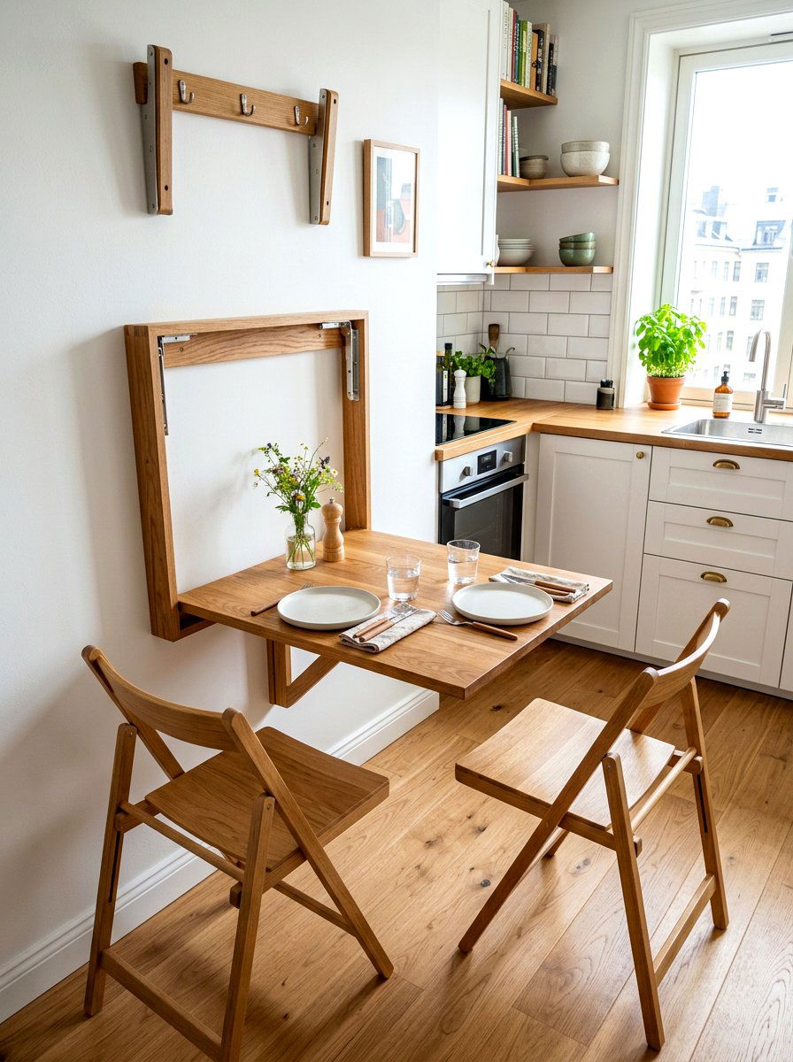 Fold Down Dining Table - 30 tiny house kitchen ideas