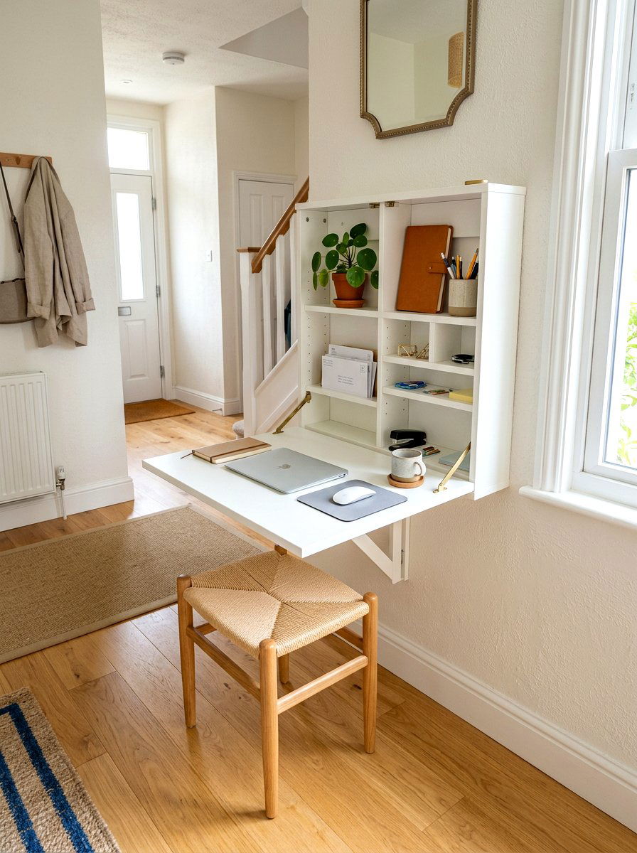 Fold Down Entryway Wall Desk - 30 entryway storage ideas