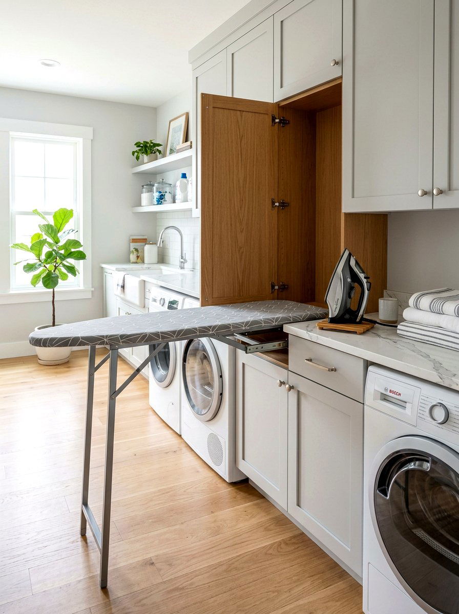 Fold Down Ironing Board - 30 laundry room storage ideas
