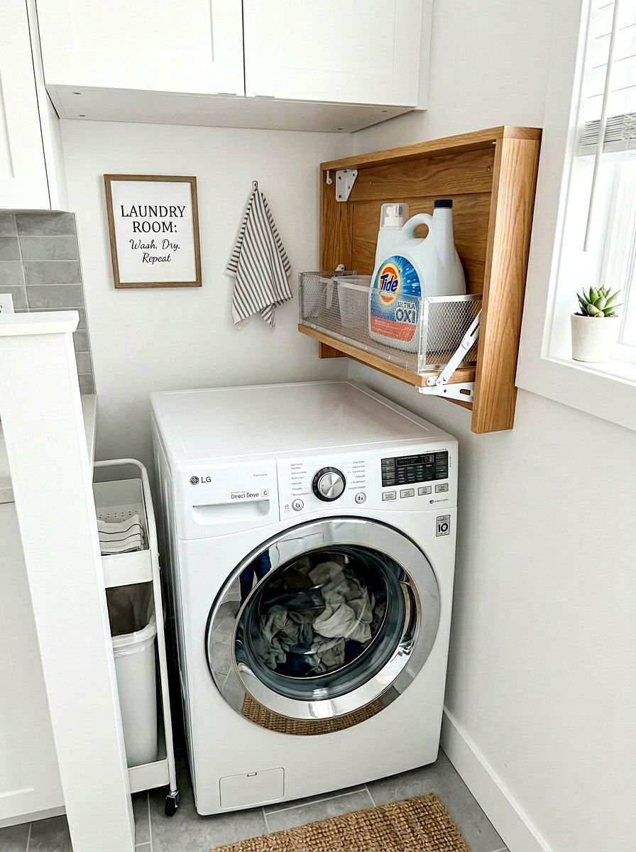 Fold Down Laundry Shelf - 30 detergent shelf ideas