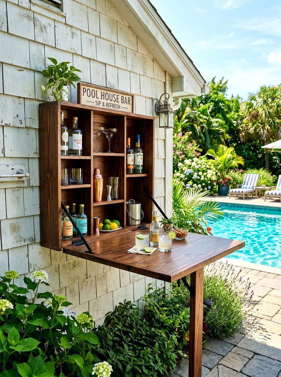 Fold Down Murphy Bar - 30 outdoor buffet table ideas