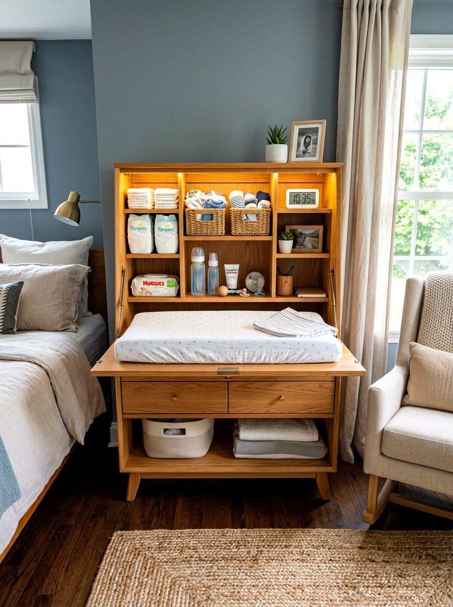 Fold Down Nursery Station - 30 changing station ideas