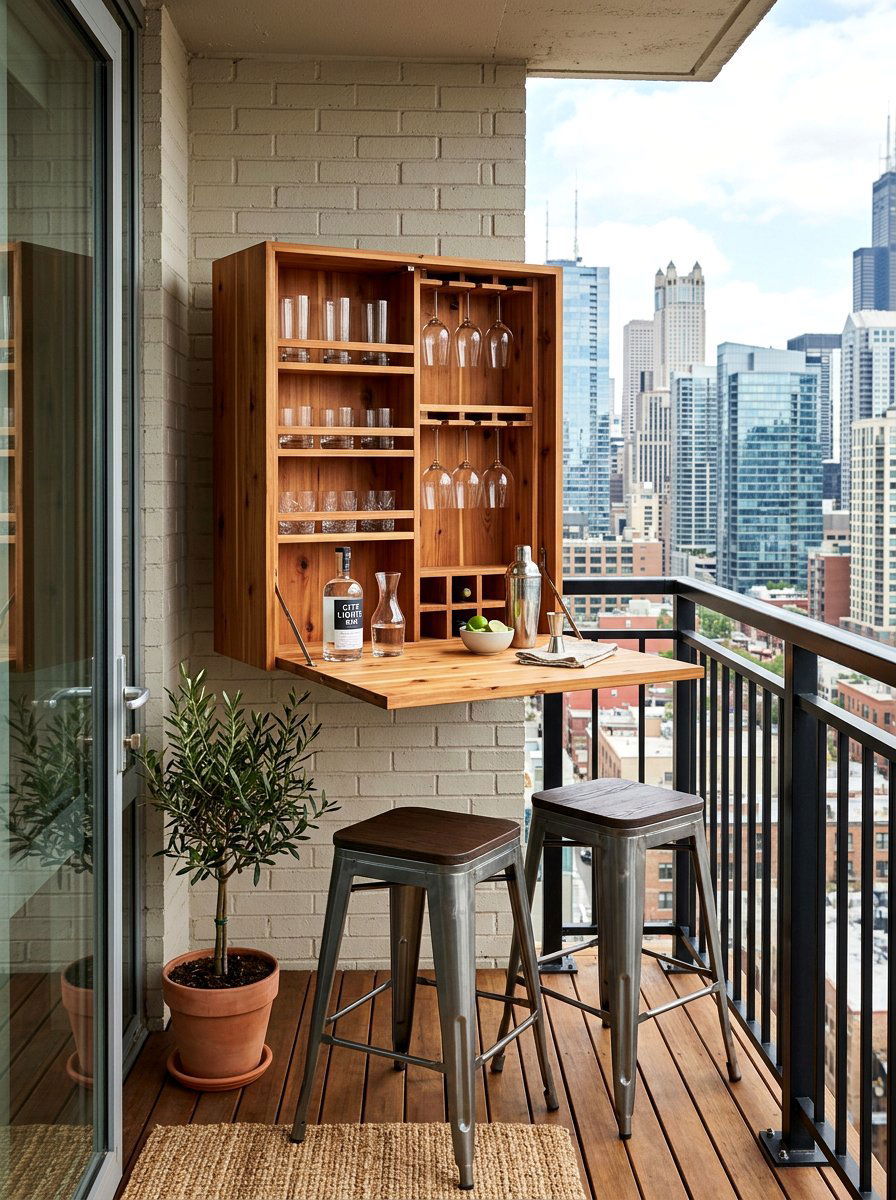 Fold Down Wall Bar - 30 outdoor bar ideas