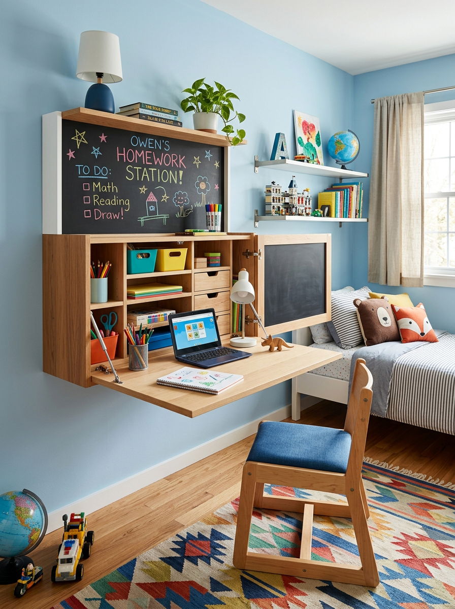 Fold Down Wall Desk Kids - 30 homework studio kids ideas