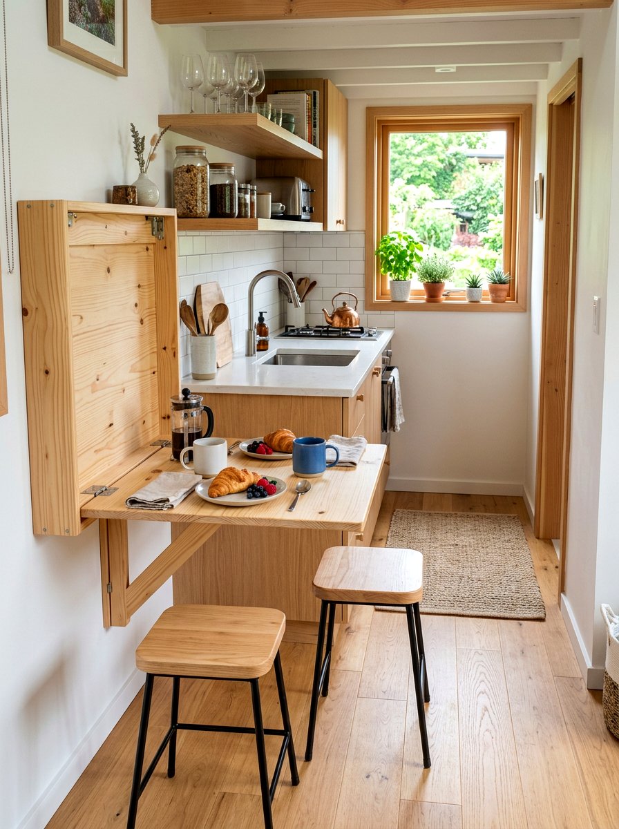 Fold Down Wall Table - 30 multipurpose furniture ideas