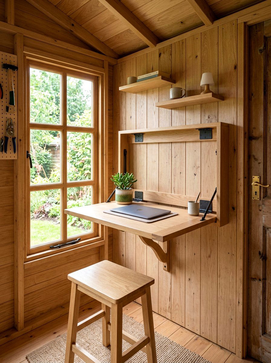 Fold Down Workstation - 30 garden tool organizer ideas