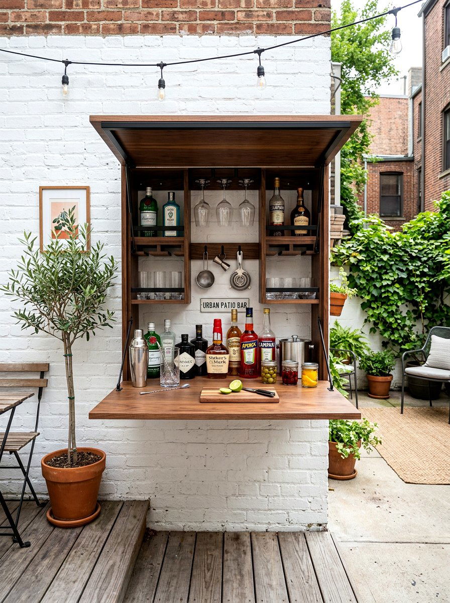 Fold down bar - 30 backyard bar ideas