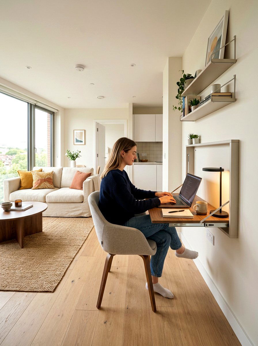 Fold down desk - 30 small apartment storage ideas