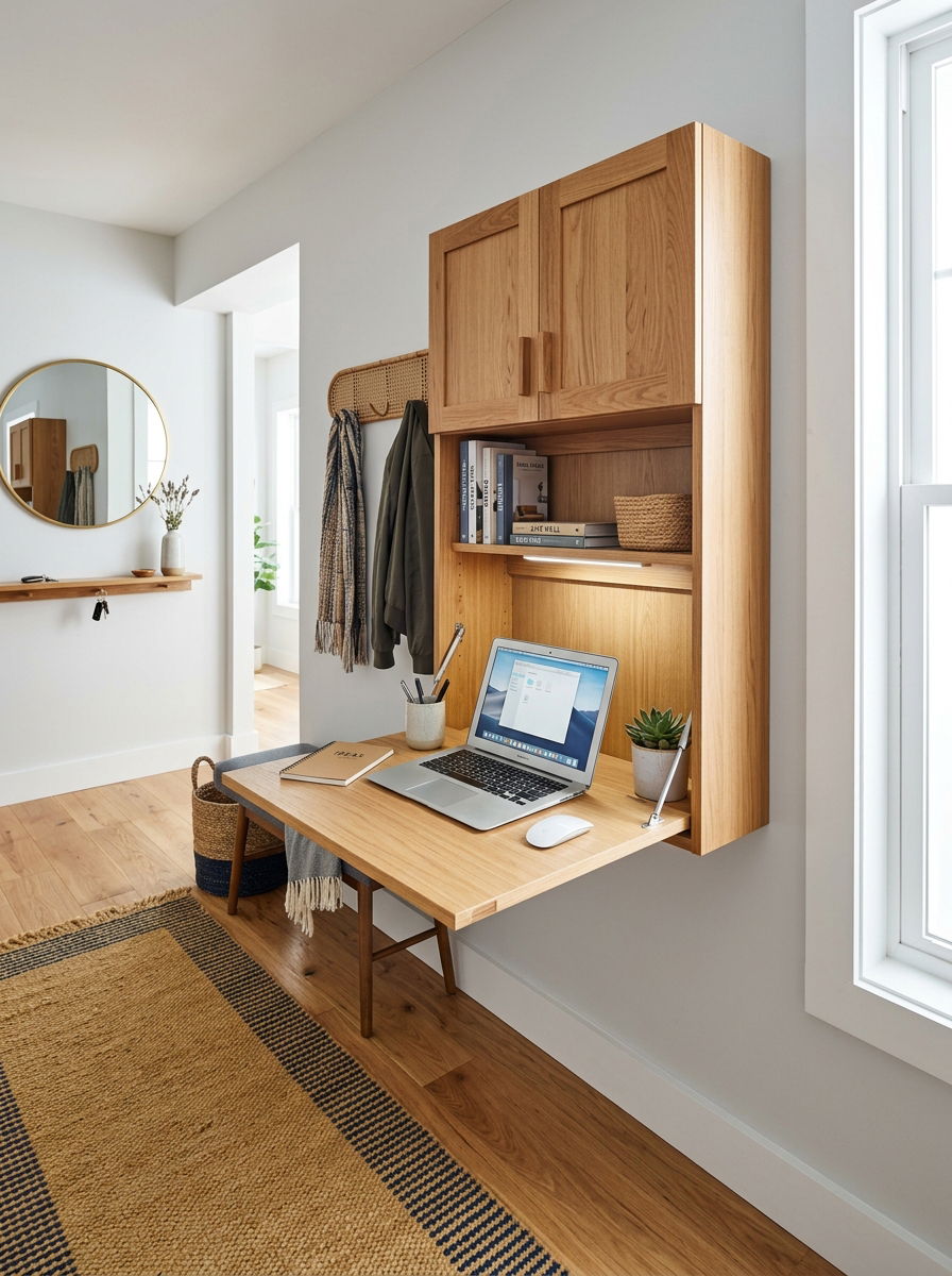 Fold down desk - 30 small entryway ideas