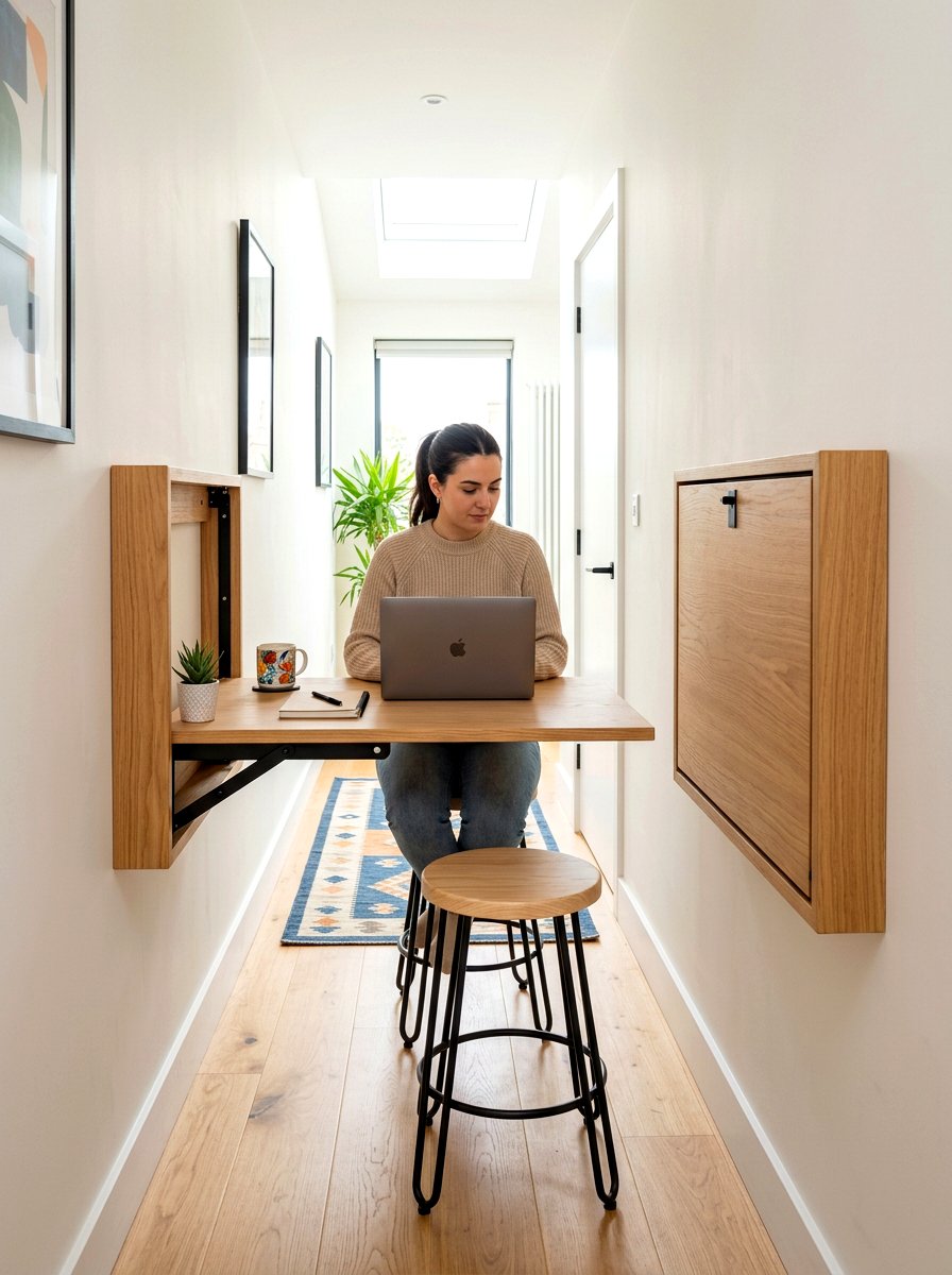 Fold down hallway desk - 30 hallway office nook ideas
