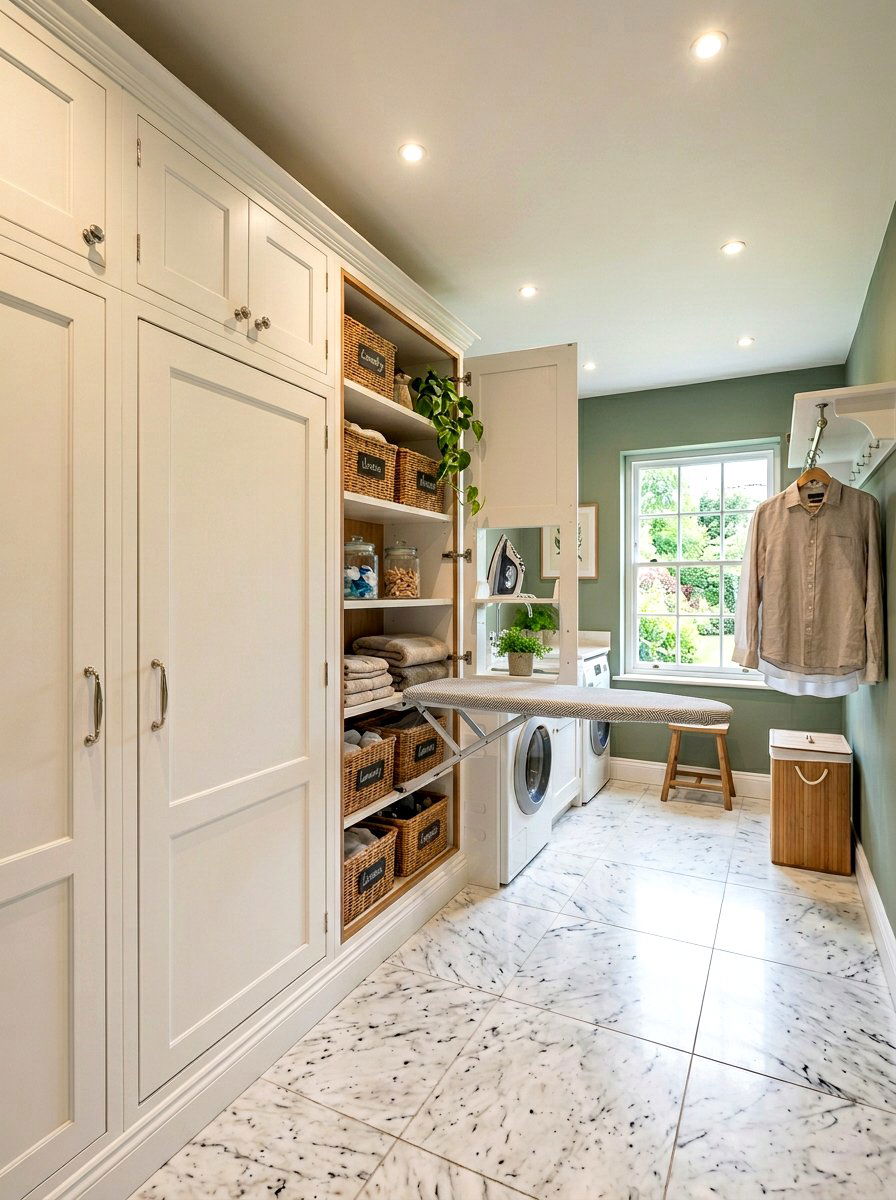 Fold down ironing board cabinet - 30 ironing board storage ideas