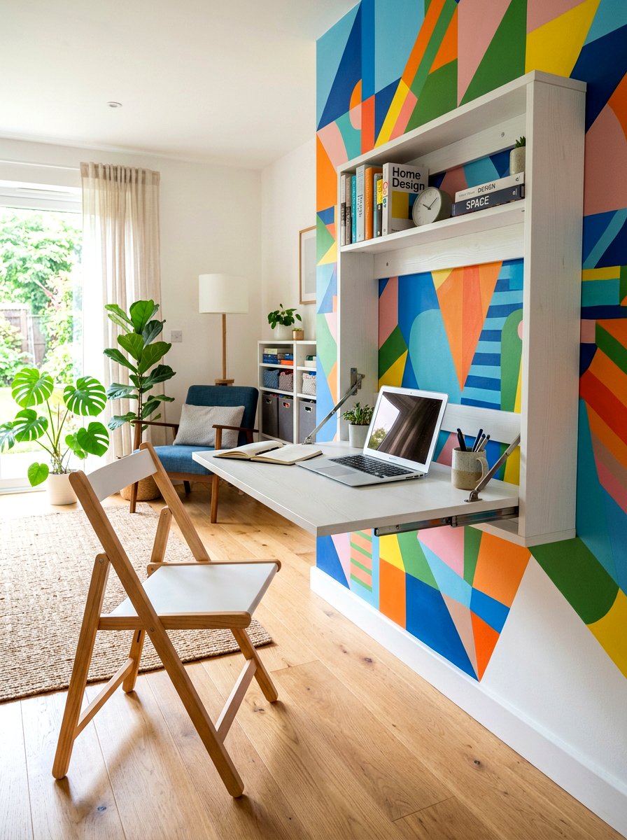 Fold down wall desk - 30 kids craft room ideas