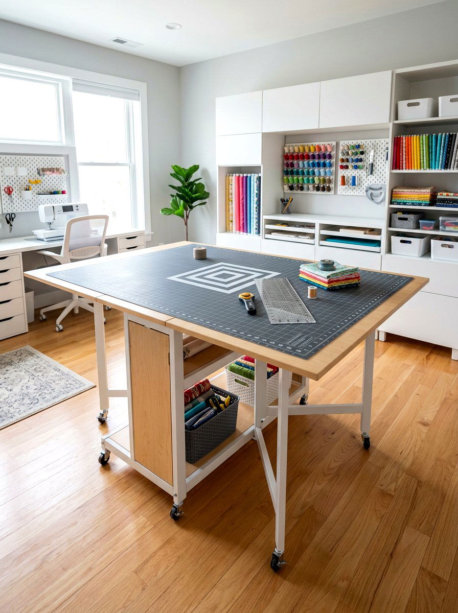 Foldable Cutting Table - 30 sewing room ideas