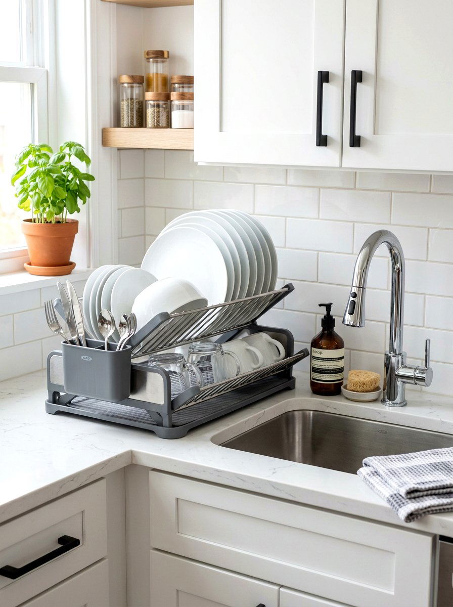 Foldable Dish Rack - 30 micro kitchen storage ideas