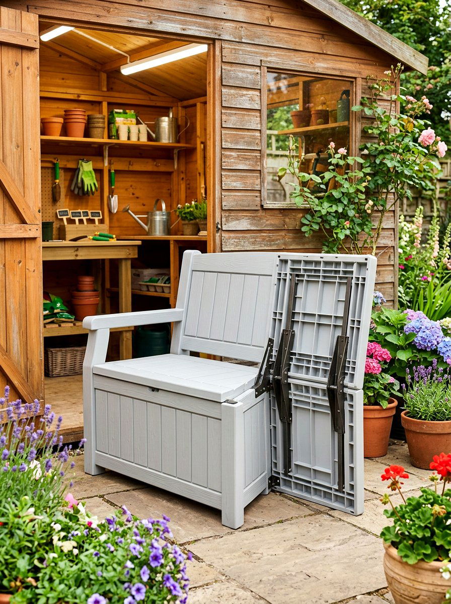 Foldable Outdoor Storage Bench - 30 patio storage bench seating ideas
