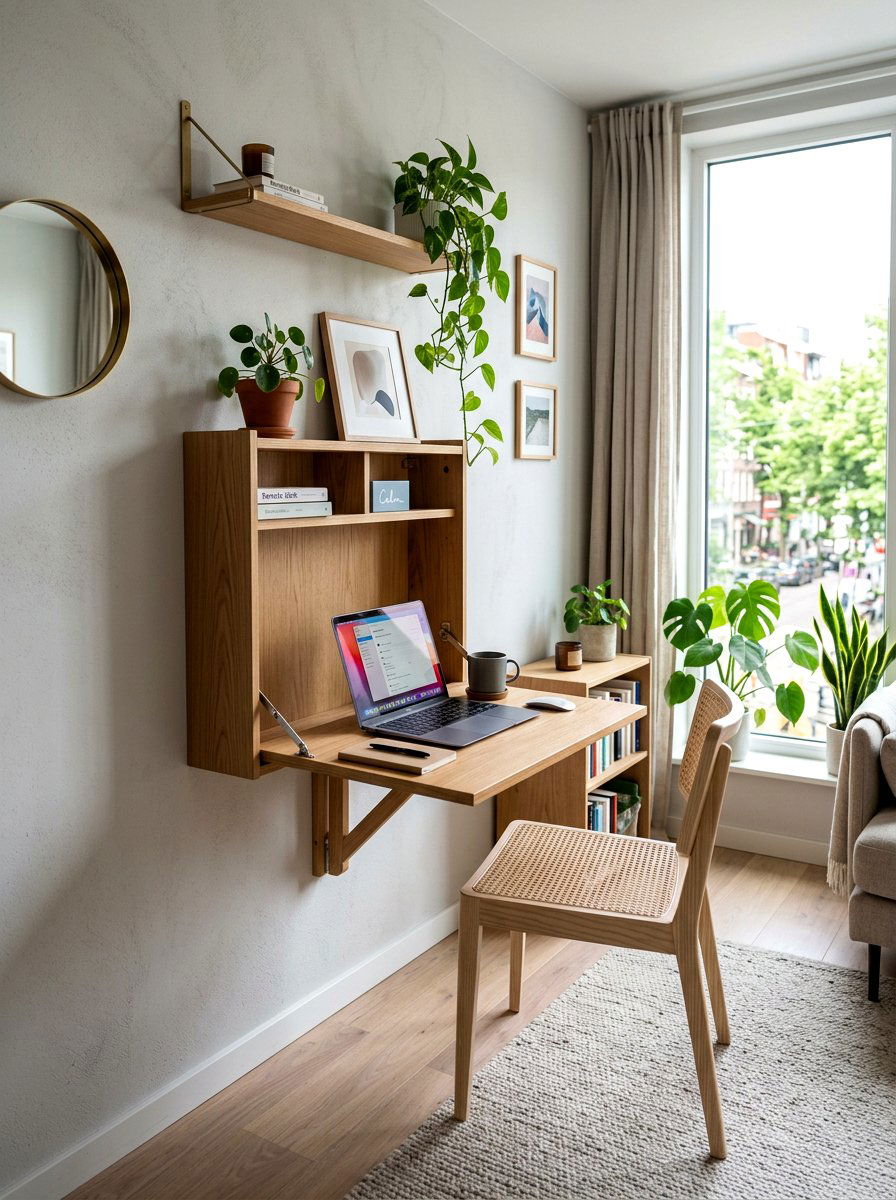 Foldable Wall Desk - 30 apartment office ideas
