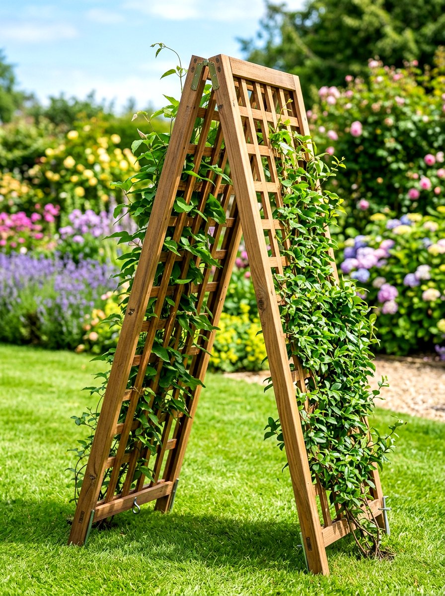 Foldable Wood Frame - 30 vegetable garden trellis ideas