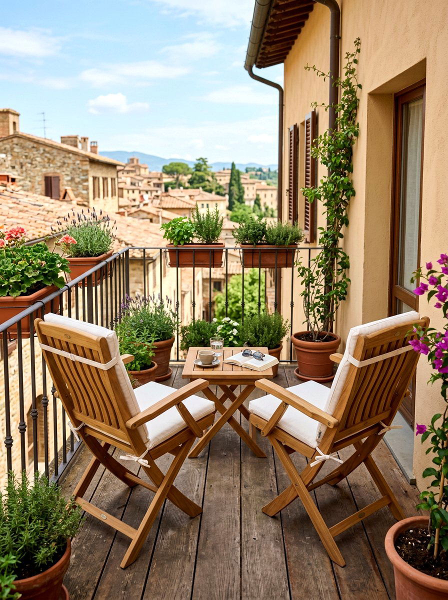 Foldable Wooden Chairs - 30 narrow balcony ideas