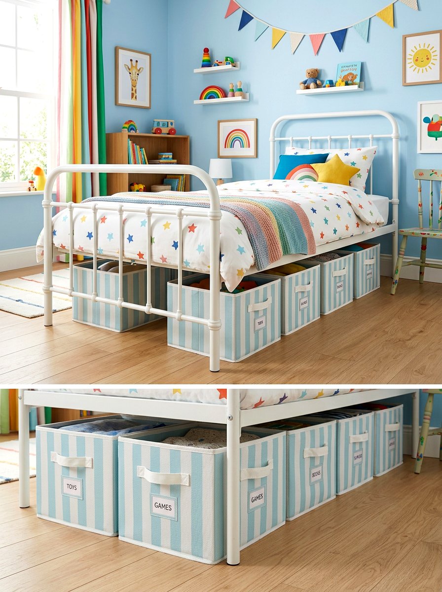 Foldable fabric bins - 30 under bed storage aesthetic ideas