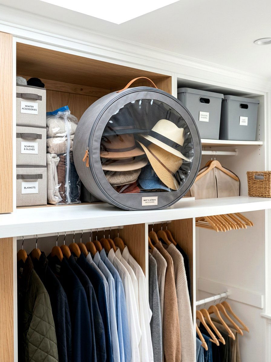 Foldable hat storage bag - 30 hat storage closet ideas