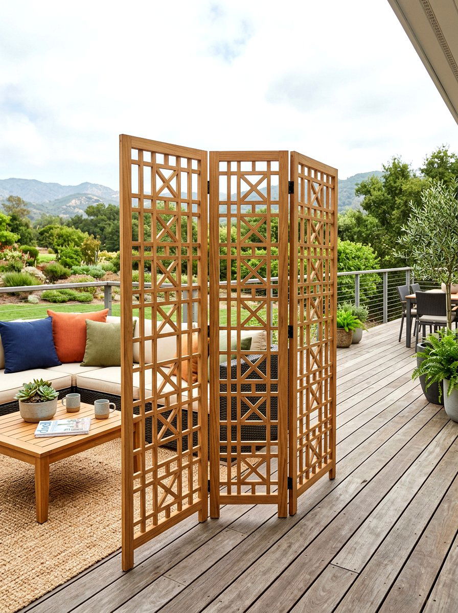 Foldable lattice room divider - 30 lattice privacy ideas