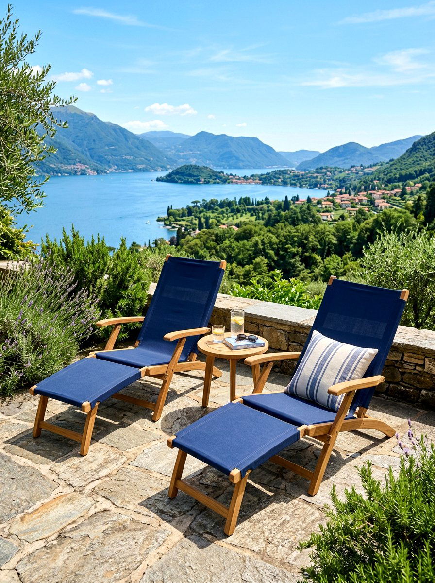 Foldable lounge chair set - 30 apartment patio entertaining ideas