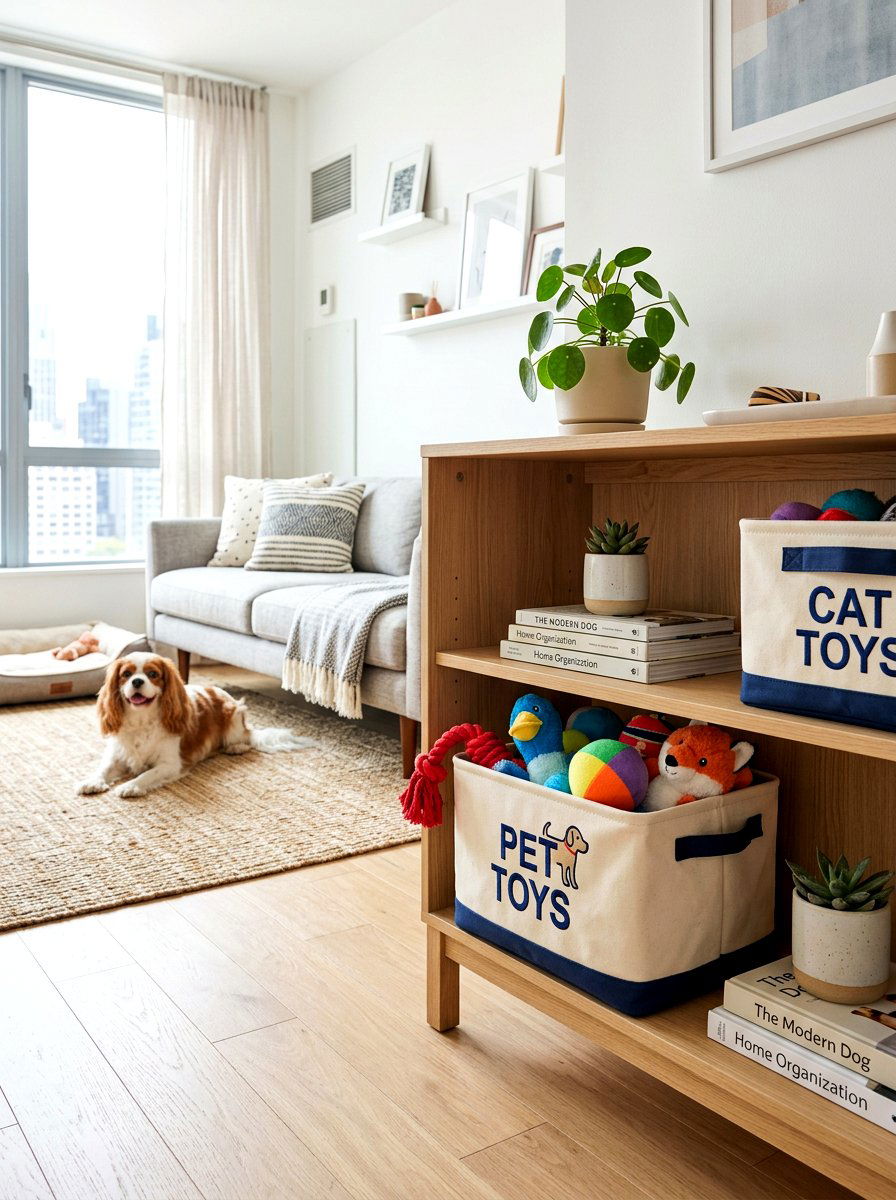 Foldable polyester pet toy bin - 30 pet toy basket ideas