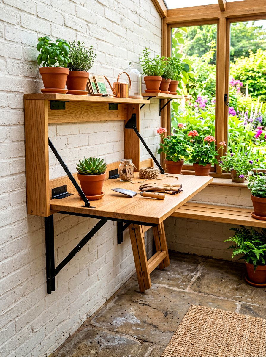 Foldable potting table - 30 potting shed storage ideas