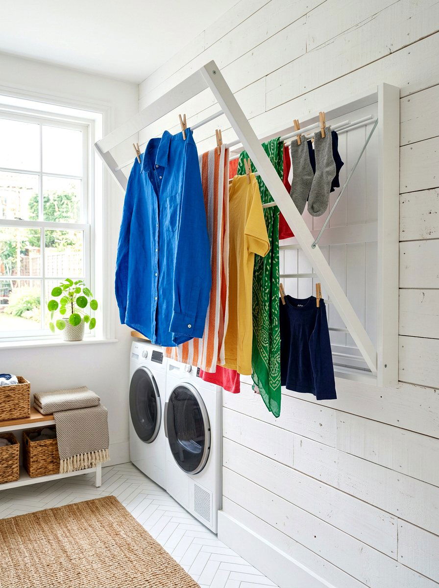 Foldable wall mounted drying rack - 30 cleaning supply storage ideas