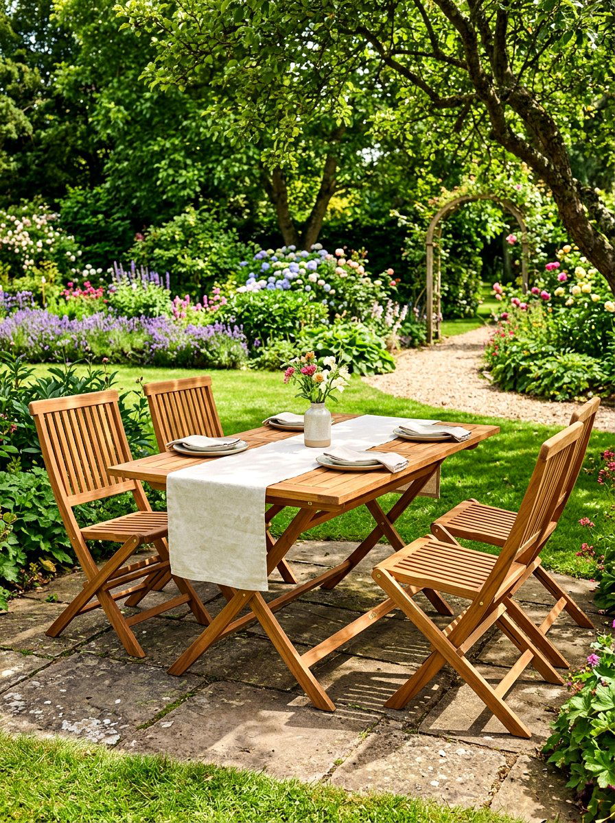 Foldable wooden furniture - 30 backyard picnic area ideas