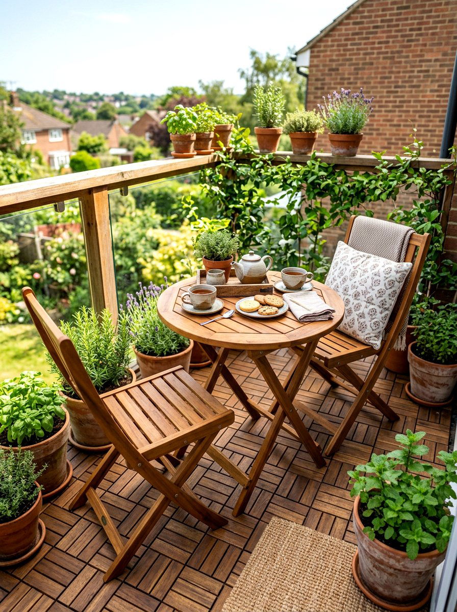 Foldable wooden furniture - 30 apartment deck ideas