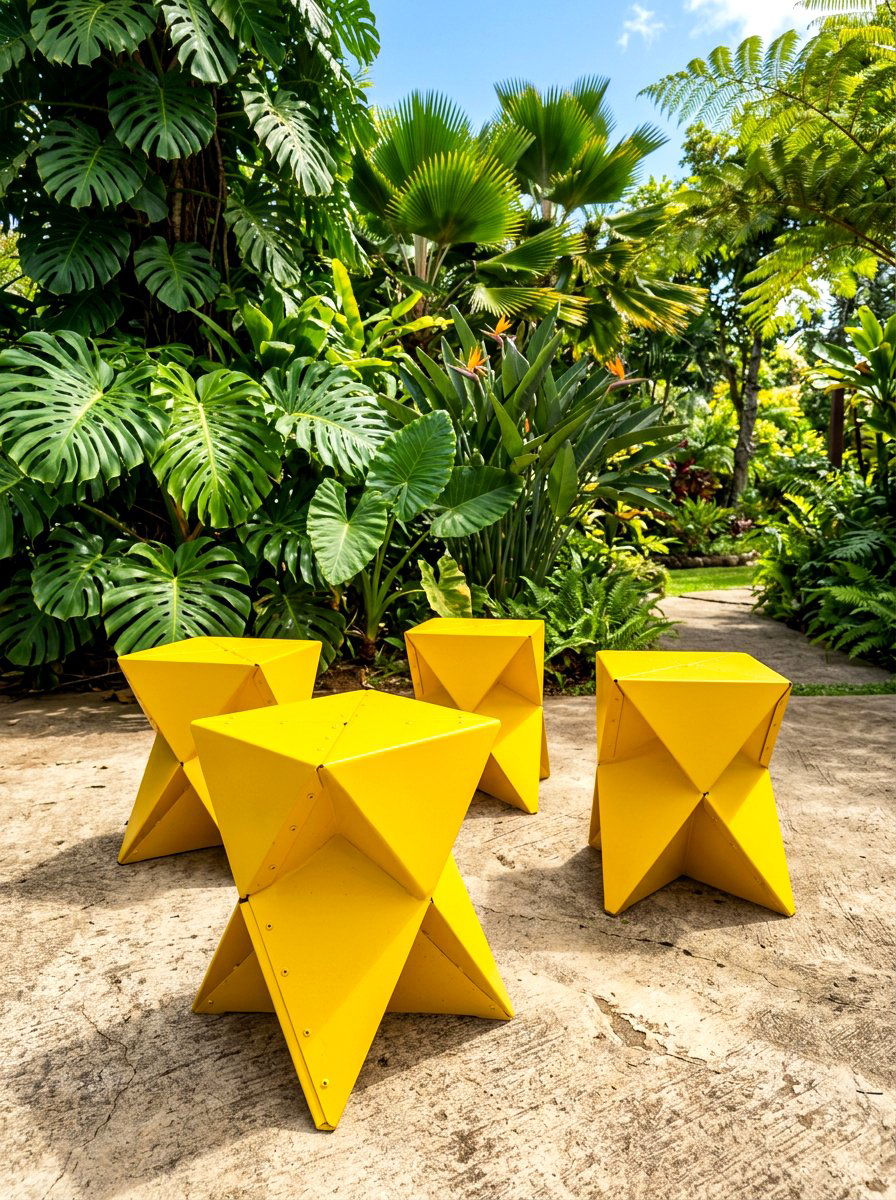 Folded Metal Garden Stool - 30 sculptural outdoor furniture ideas