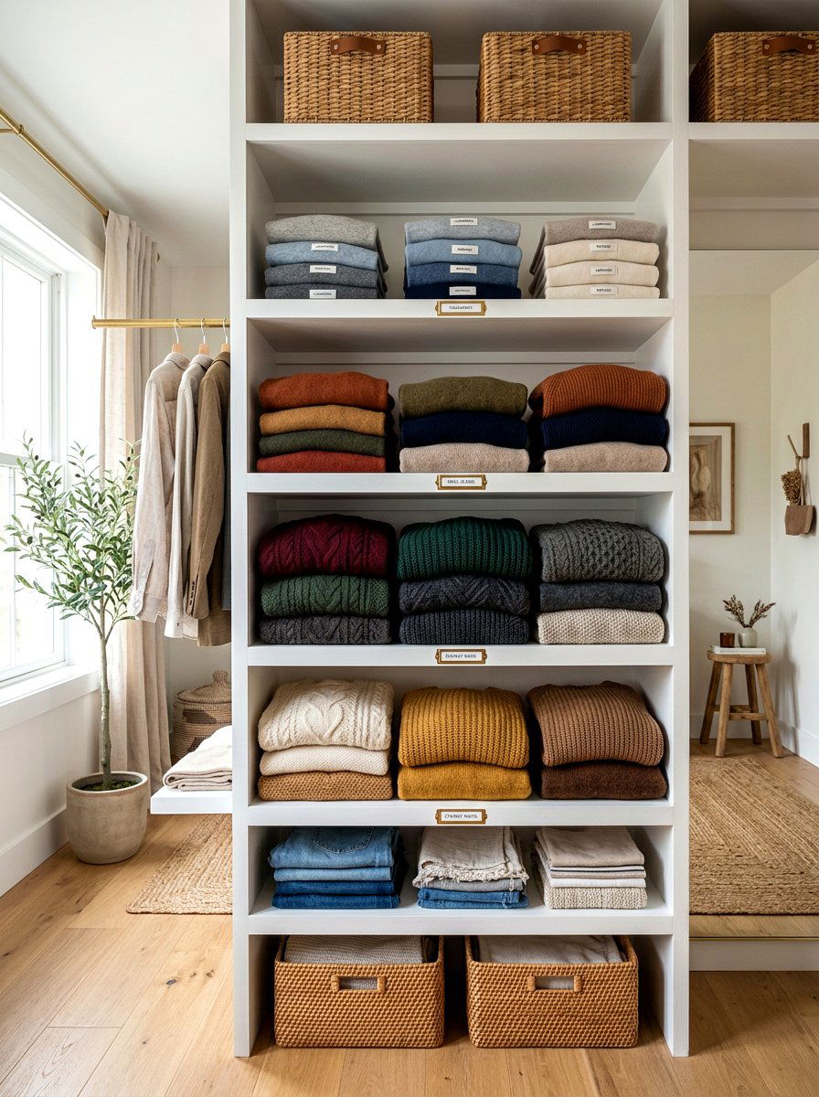 Folded Sweater Shelf - 30 closet organization ideas