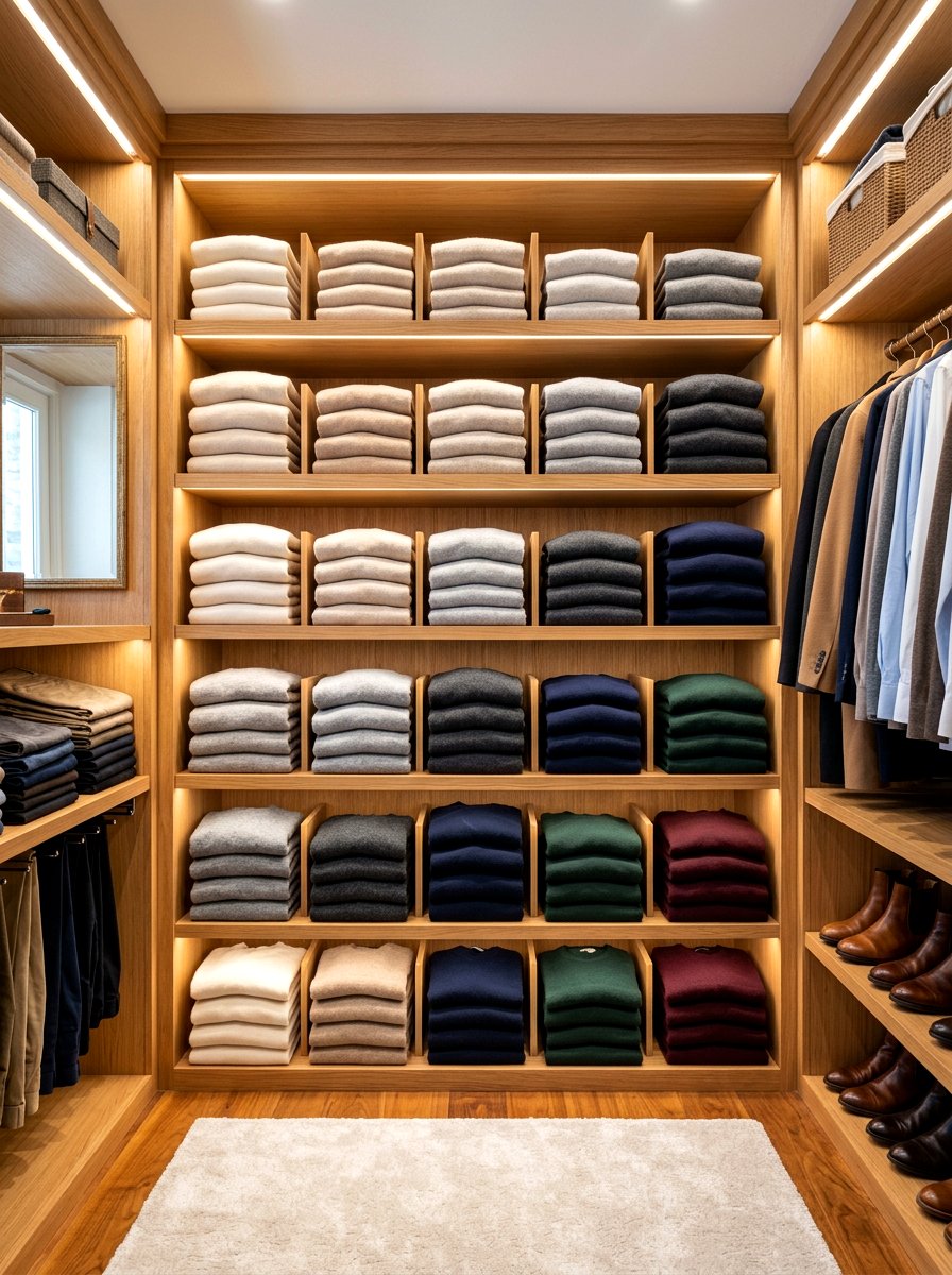 Folded sweater stacks - 30 aesthetic closet organization ideas