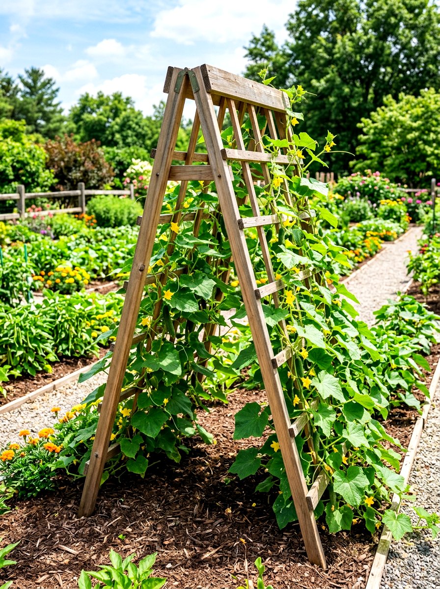 Folding A Frame Trellis - 30 vertical garden trellis ideas