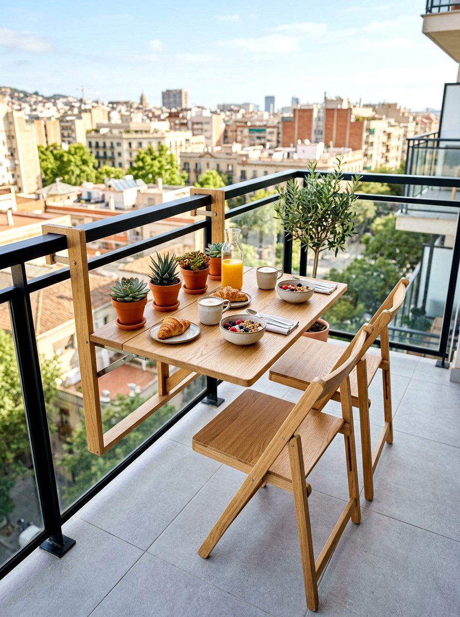 Folding Balcony Breakfast Table - 30 balcony breakfast table ideas