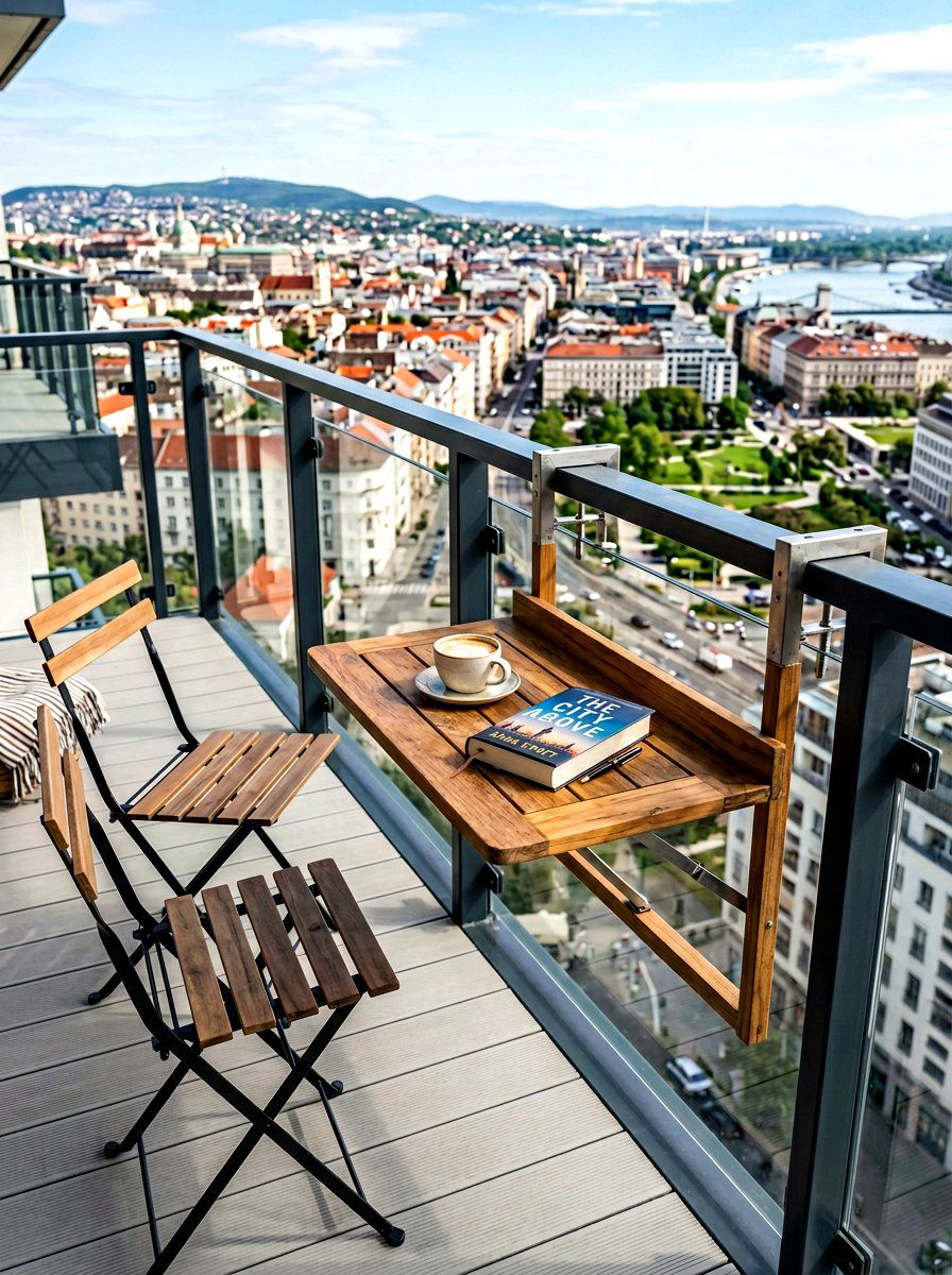 Folding Balcony Table - 30 narrow balcony ideas