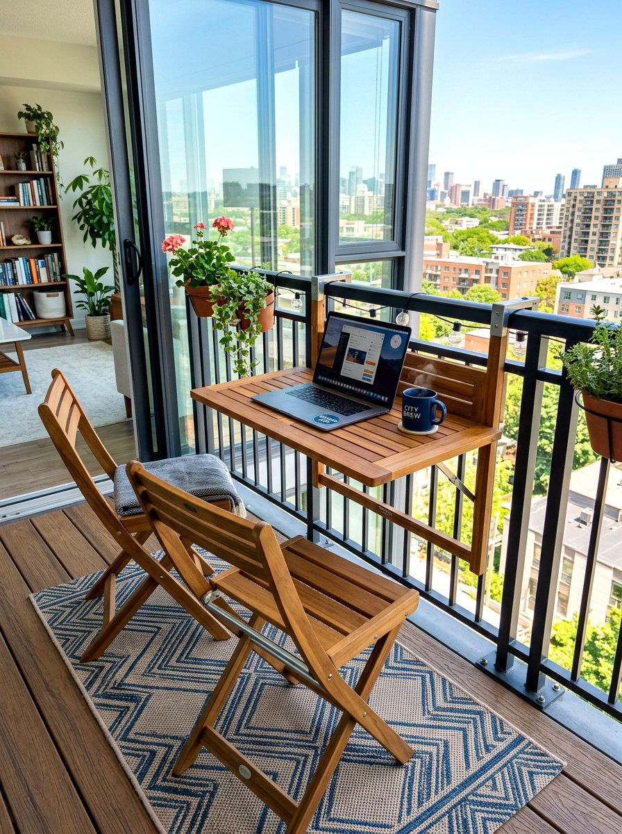 Folding Balcony Table Set - 30 condo balcony lounge ideas