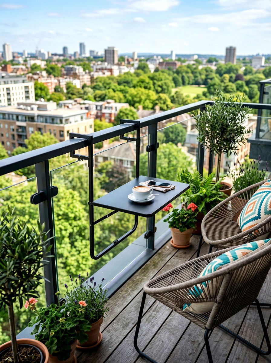 Folding Balcony Table - 30 foldable furniture apartment ideas