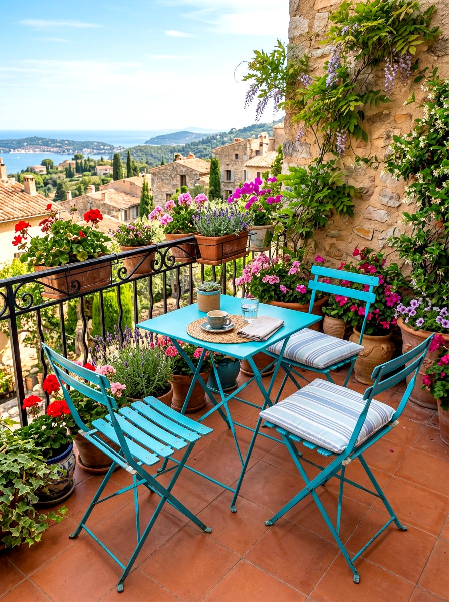 Folding Bistro Set - 30 small apartment balcony garden ideas